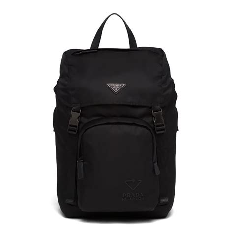 prada nylon and saffiano leather backpack women black|prada bag re edition.